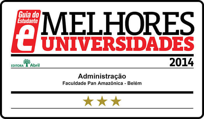Selos de Qualidade dos cursos estrelados Guia do Estudante – Faculdade Pan Amazônica